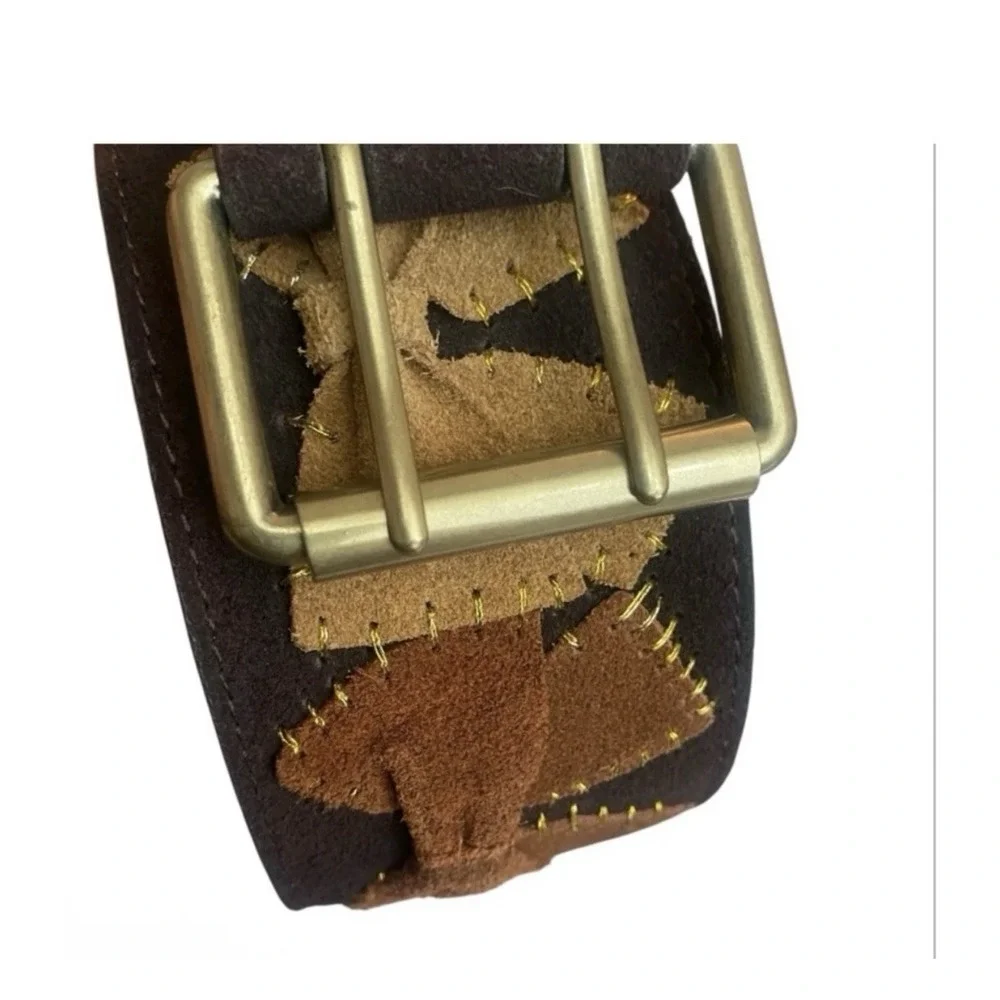 Betsey Johnson Genuine Leather Suede Bow Belt Rare Statement Brown Size M‎ 32–34
